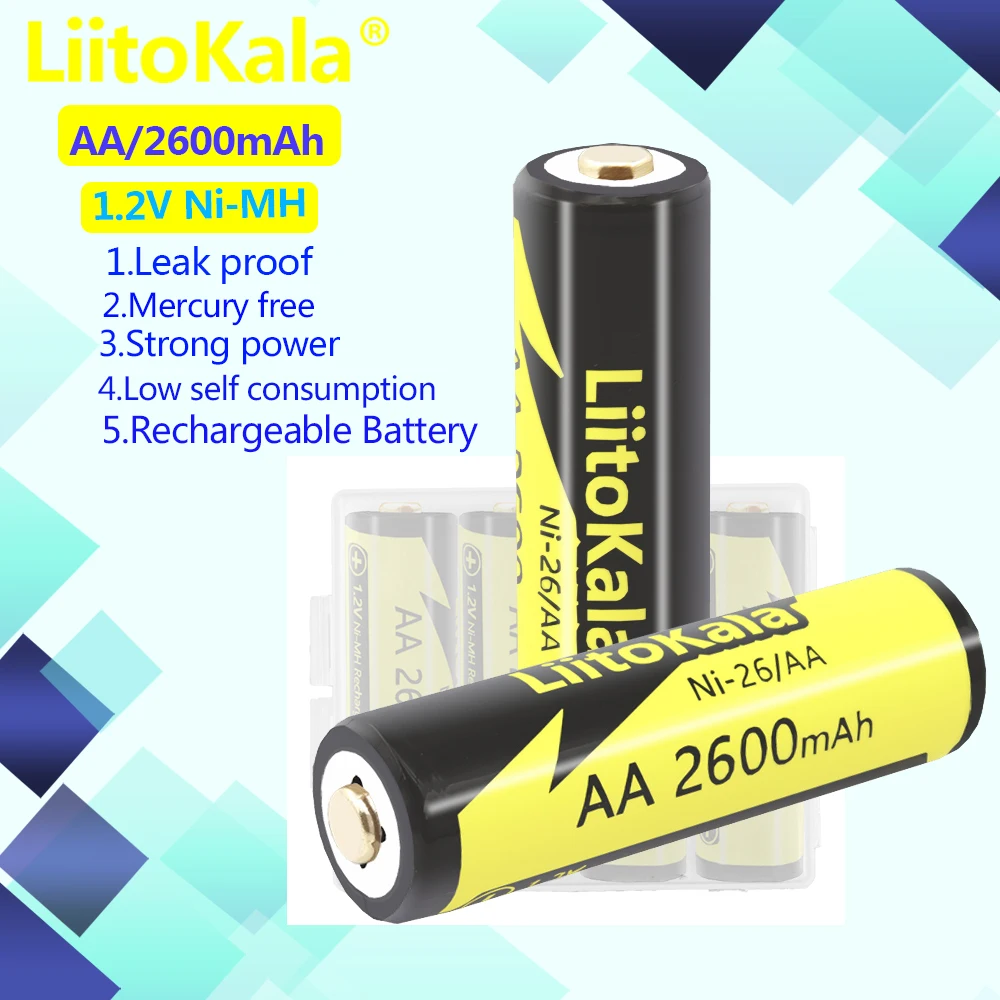 

4-50 шт., перезаряжаемые батарейки AA 1,2 в AA 2600 мАч