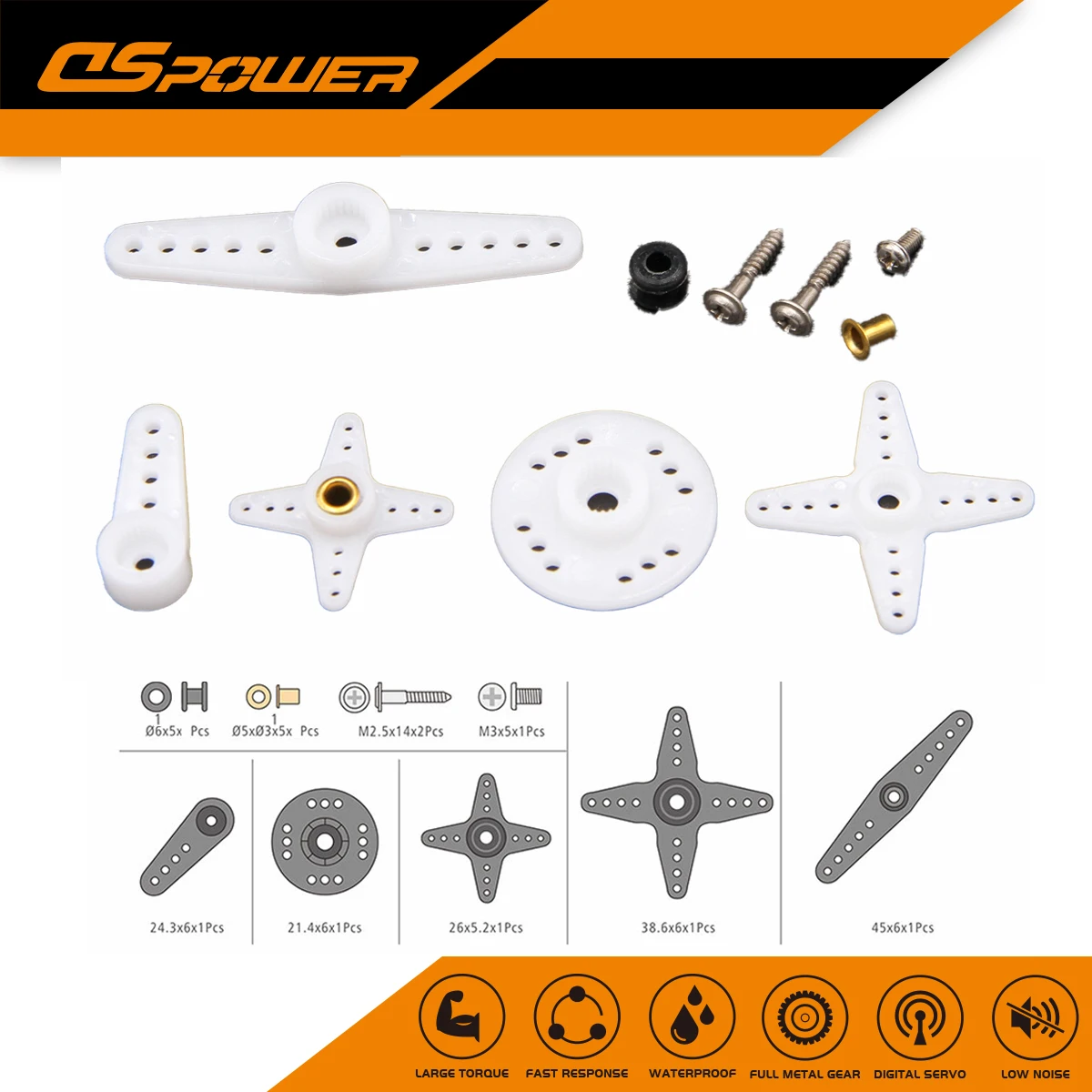 ΠΠ°Π±ΠΎΡ ΡΠ΅ΡΠ²ΠΎΠΏΡΠΈΠ²ΠΎΠ΄ΠΎΠ², Π΄Π²ΠΎΠΉΠ½ΠΎΠΉ, 25T, Π΄Π»Ρ M0170, MG995, MG996R, MG90S, SG90, 9g, 17g, 21g ΠΠ°Π±ΠΎΡ ΡΠ΅ΡΠ²ΠΎΠΏΡΠΈΠ²ΠΎΠ΄ΠΎΠ², Π΄Π²ΠΎΠΉΠ½ΠΎΠΉ, 25T, Π΄Π»Ρ M0170, MG995, MG996R, MG90S, SG90, 9g, 17g, 21g