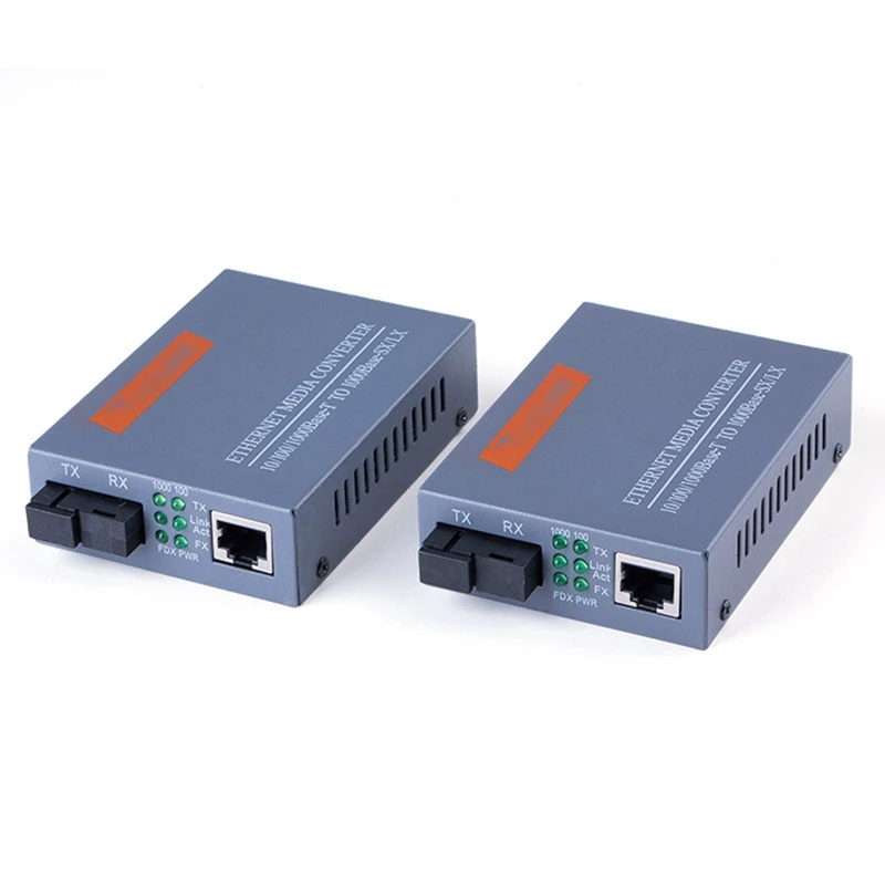 

1 Pair Power Adapter Fiber Transceiver HTB-GS-03 3KM 1000Mbps Single Fiber SC Port External Power Supply EU Plug