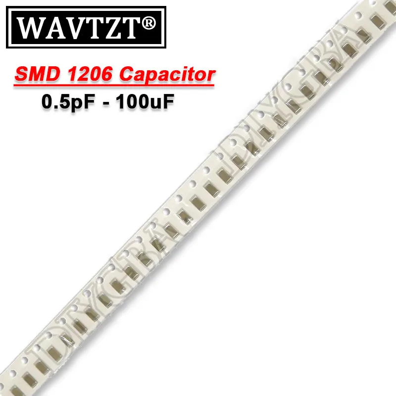 

100PCS 1206 SMD Chip Multilayer Ceramic Capacitor 0.5pF - 100uF 10pF 100pF 1nF 10nF 15nF 100nF 0.1uF 1uF 2.2uF 4.7uF 10uF 47uF