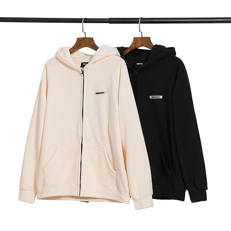 

2021FW ESSENTIALS Polar Fleece Zippre Hoodies Men Women Couple Fleece Hoodie Hip Hop High Street Casual Oversize FG Sweatshirt