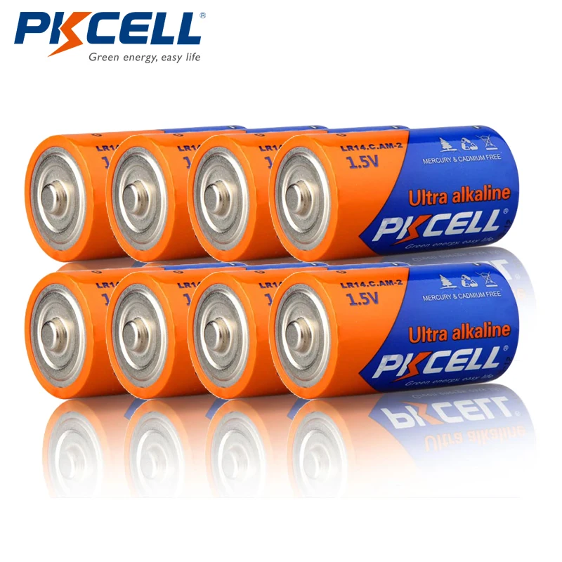 

8pcs/lot PKCELL C LR14 Battery AM2 CMN1400 E93 Super Alkaline Batteries 1.5v For Smoke Detector LED Lights Shaver Wireless