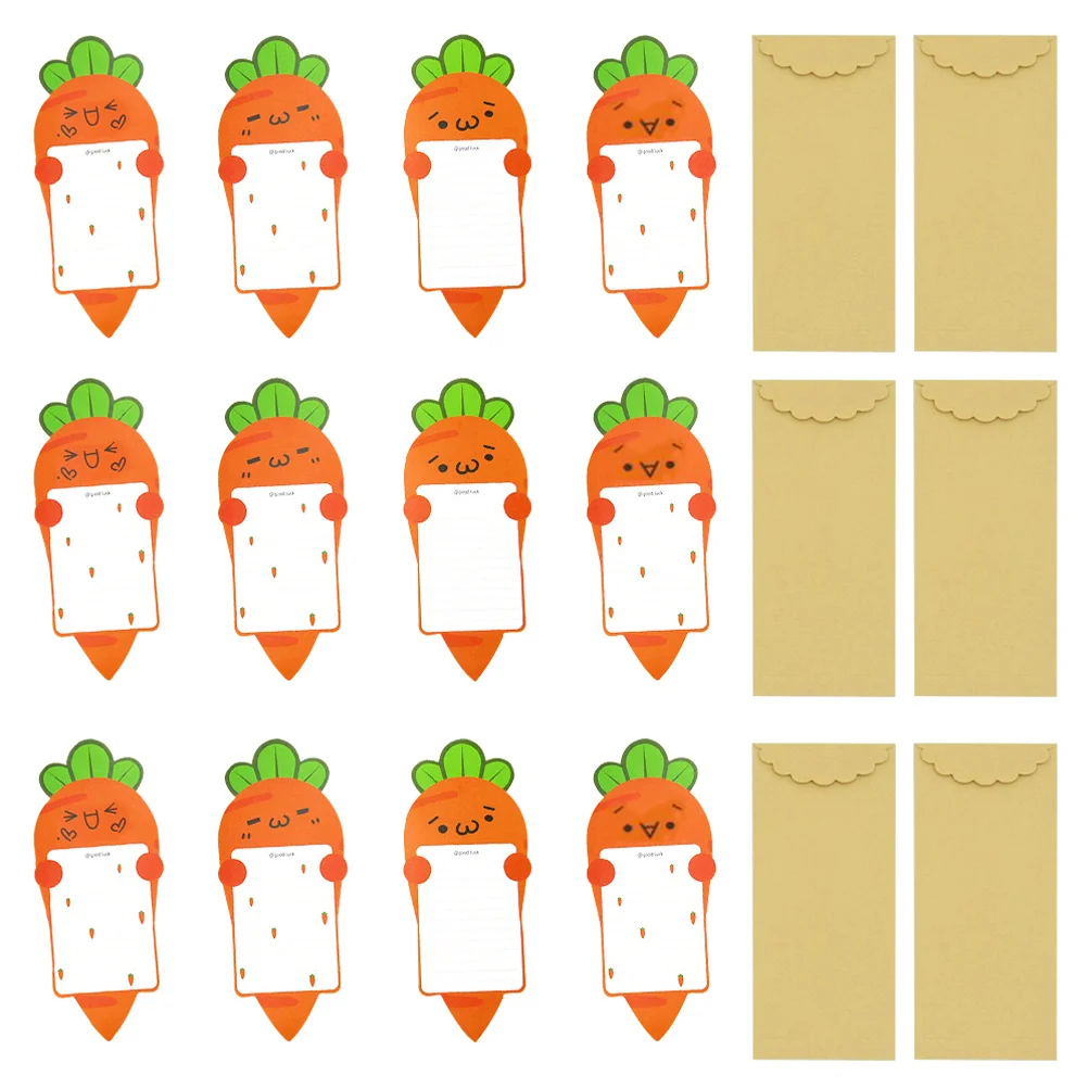 

6 Sets of Lovely Writing Paper Cartoon Carrot Letter Paper with Envelope (Random Style)