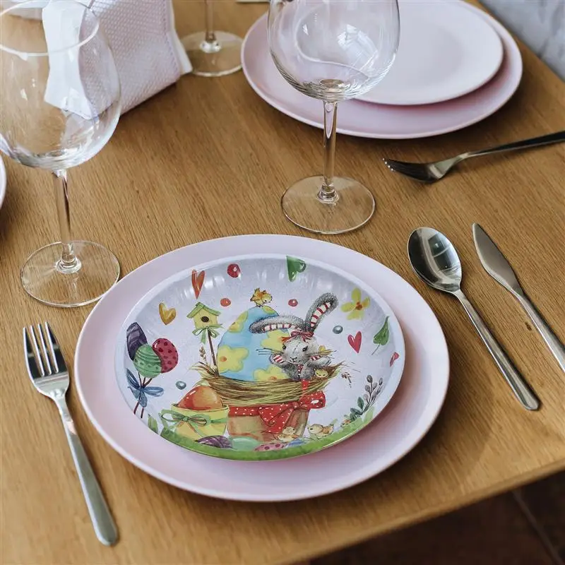 

Мультяшная тарелка с кроликом и фруктами, подарок для детей на Пасху, железная гайка, бытовая тарелка для закусок, кухонный лоток для фрукто...