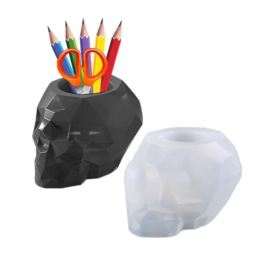 

1pcs Silicone Mold Gypsum Form Diy Handmade Three-dimensional Silicone Pot Flower Mold Skull High Mirror