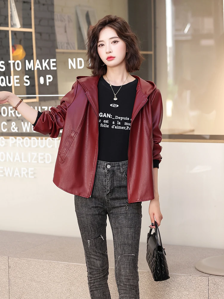 2024 Haining кожаное пальто женское короткое темпераментное корейское модное из