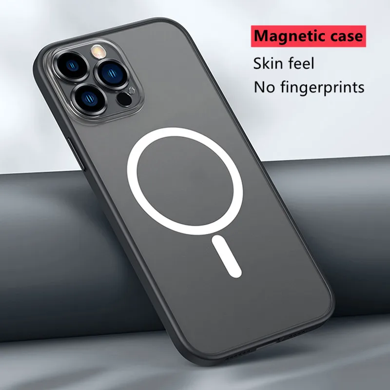 

For IPhone 13 12 Pro Max Luxury Frosted Acrylic Magnetic Case for iPhone 11 Pro Max Metal Camera Protection Silicone Cover