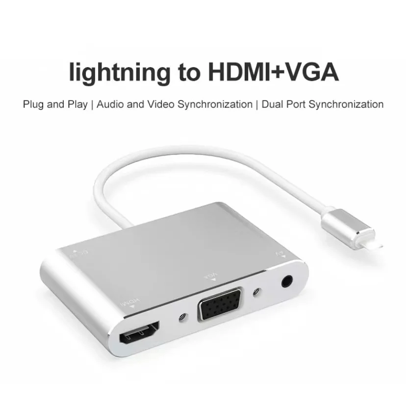 

Lightning Adapter For Hdmi Vga P2 iPad iPhone For Tv