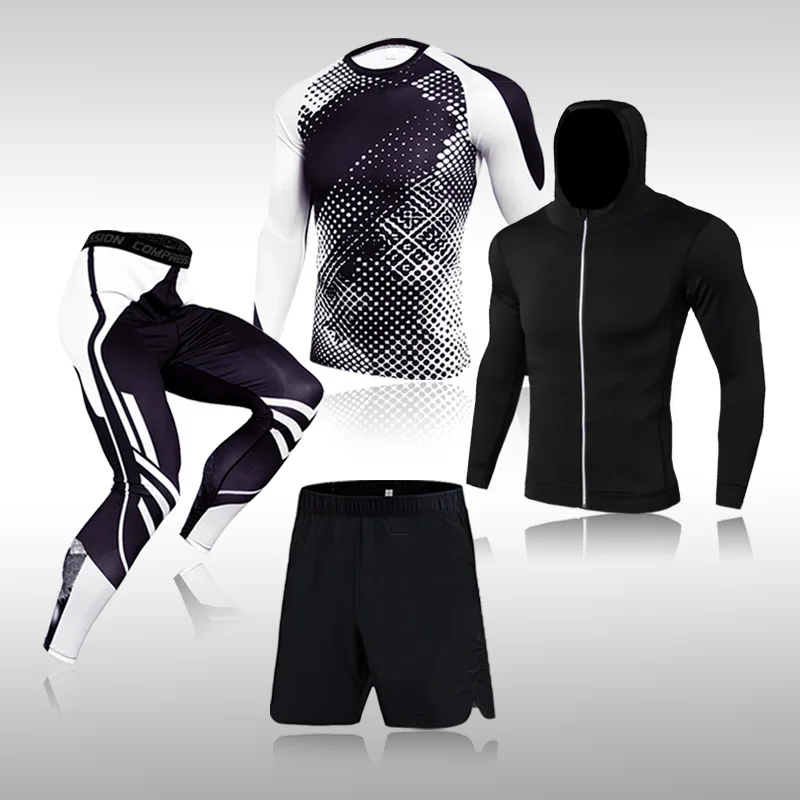 

Men Sportswear Compression Sport Suits Quick Dry Running Sets Clothes Joggers Training Gym Fitness Tracksuits Running Jacket Set