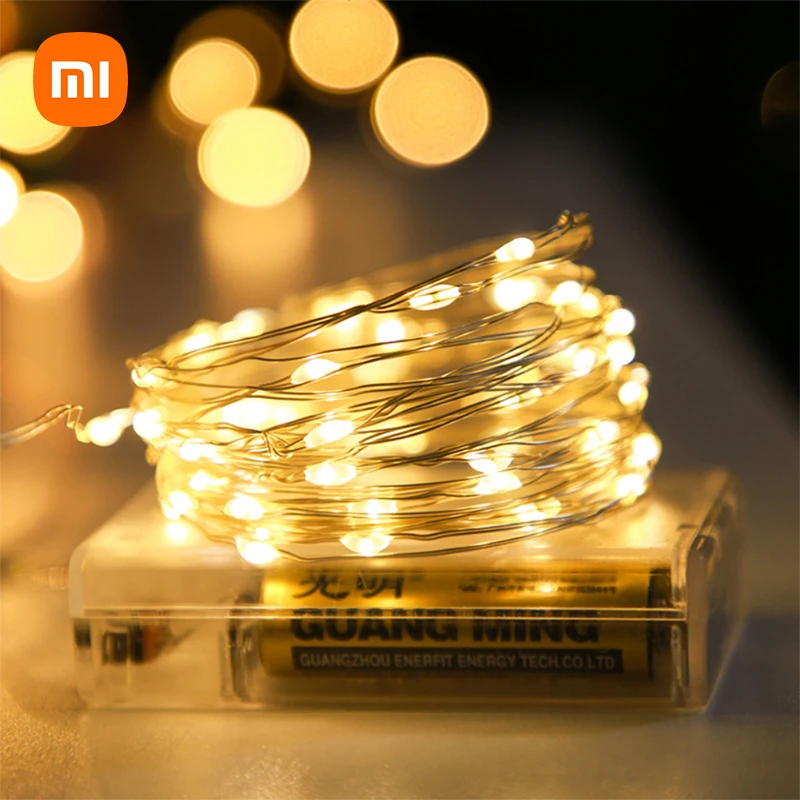 

СВЕТОДИОДНАЯ Гирлянда Xiaomi на батарейках, Рождественский шнурок с подсветкой для украшения, подарочная упаковка, реквизит для рождественской елки