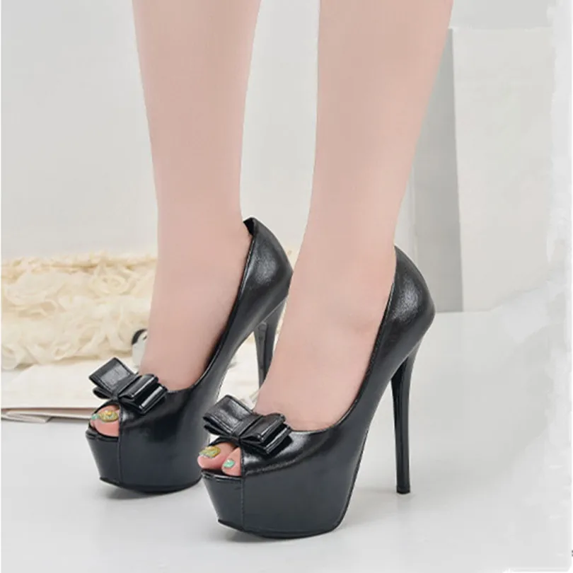 

Summer Party Women Pumps Solid Butterfly-knot Thick Platform Club Womans Shoes Thin High Heels Ladies Dress Super High (8cm-up)