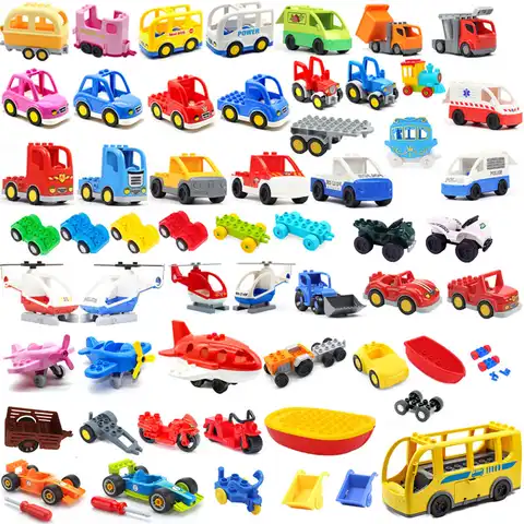 Крупные строительные блоки, модель автомобиля, Детские аксессуары для городского движения, собранный игрушечный автомобиль, шасси, лодка, м...