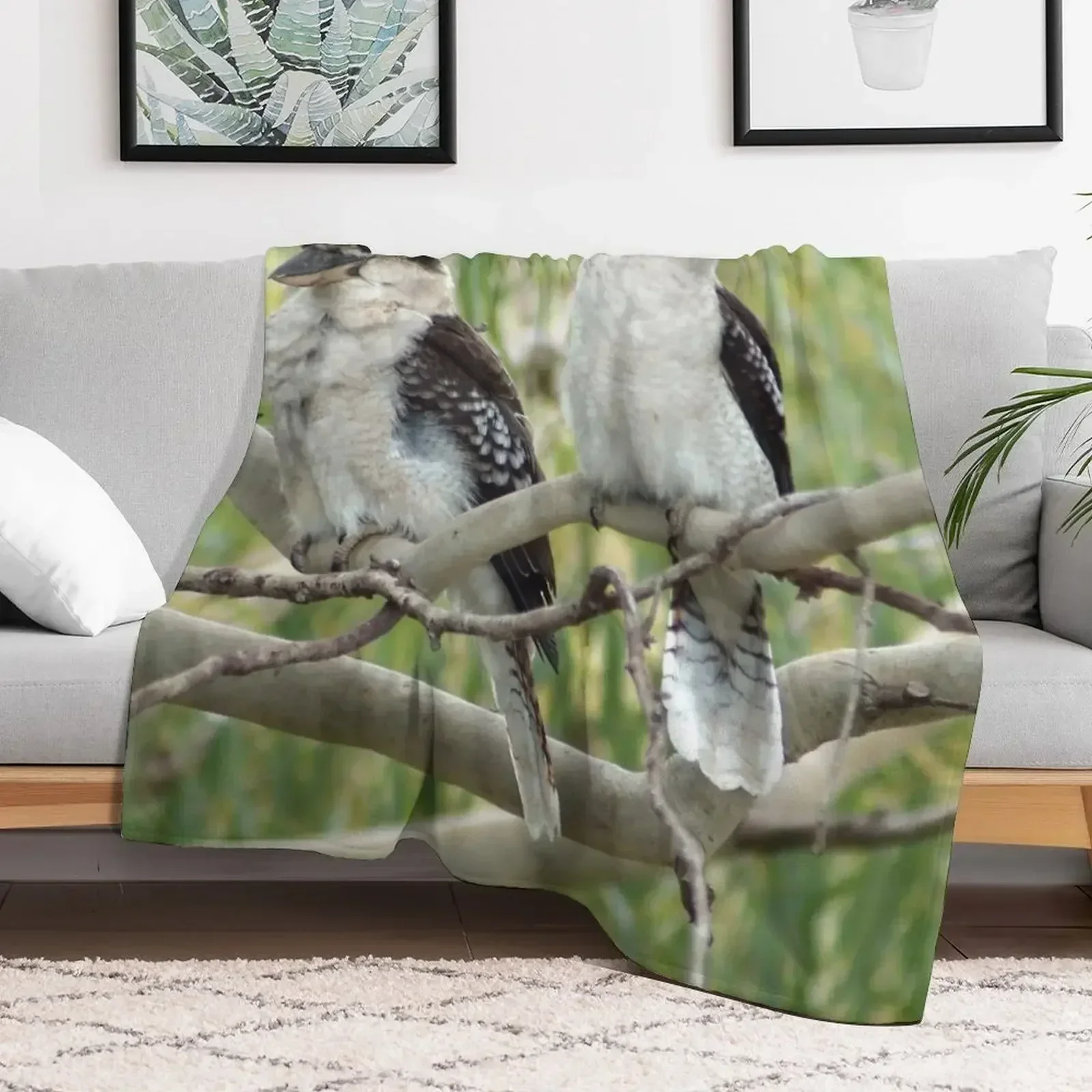 Kookaburra sits в старом десенке плед фланелевое мягкое плюшевое клетчатое одеяло