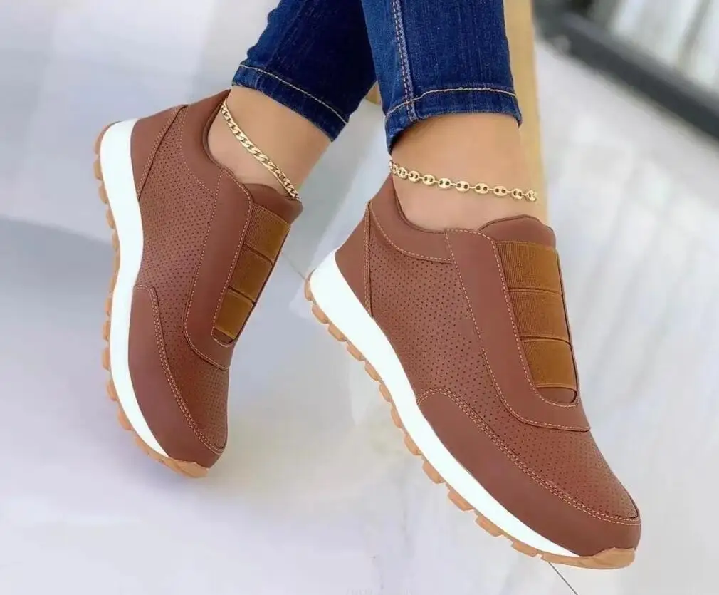 New Summer Spring Shoes Non-slip Soft-soled Running Shoes comfortable Women's Vulcanized Shoes Big flat loafers with round toes