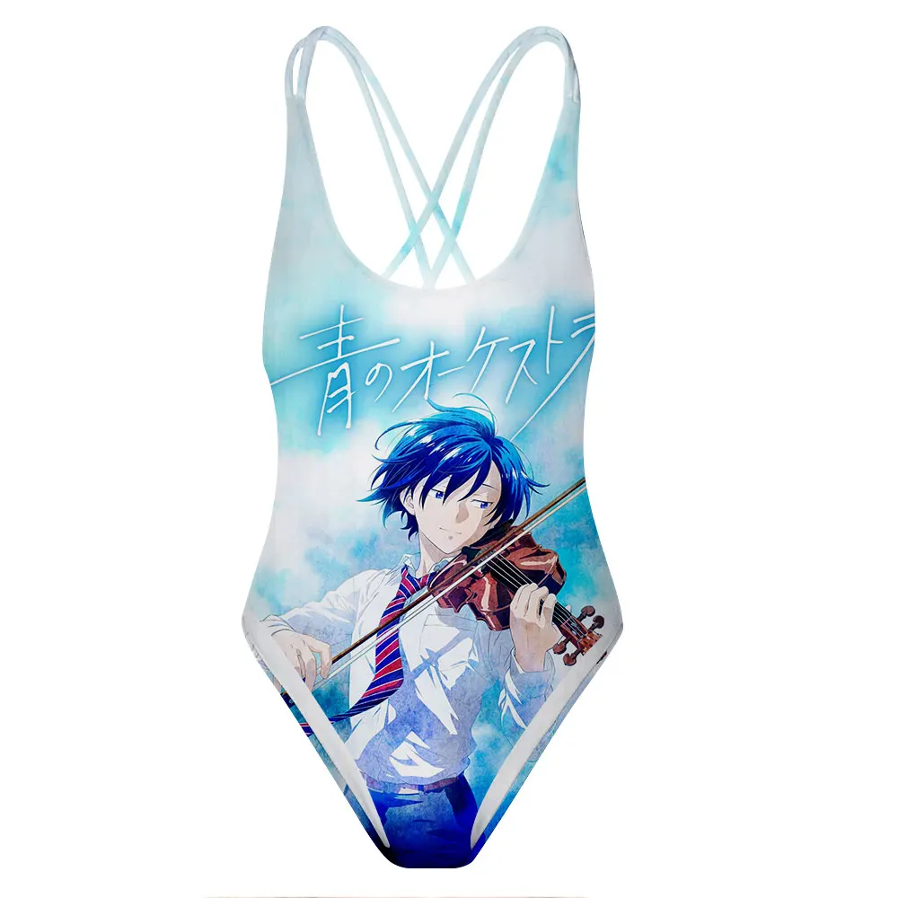 

Women Sling One-piece Swimwear Blue Orchestra Anime Backless Swimsuit Beach Bathing Suit