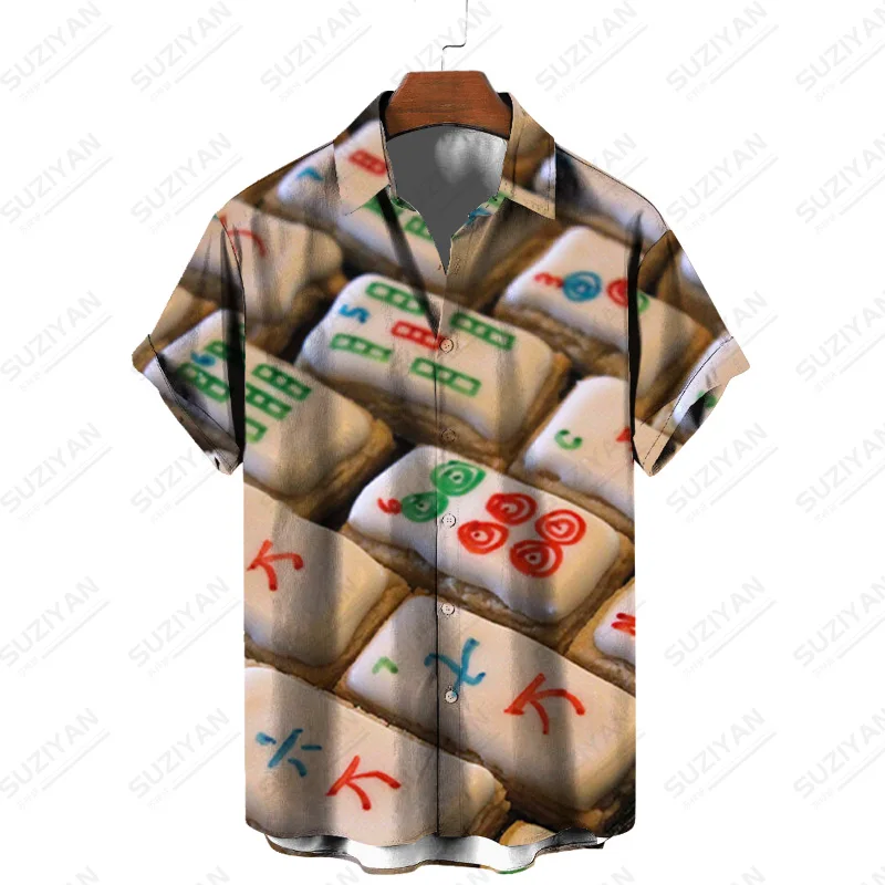 

Рубашка мужская с отложным воротником и принтом, летняя