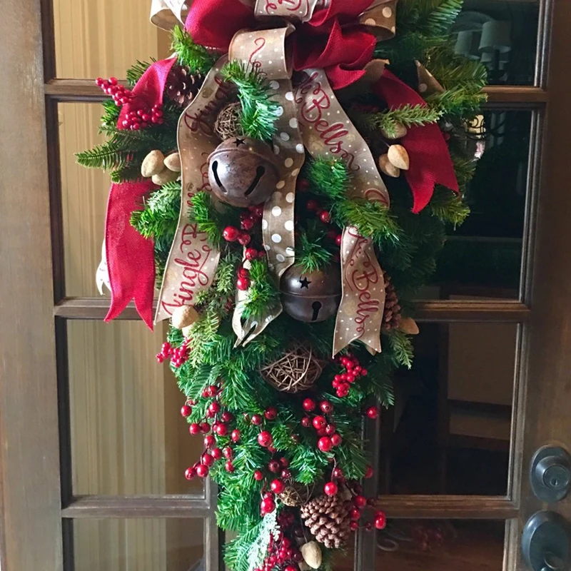 Креативный настенный венок 60 рождественская перевернутая елка полуелка