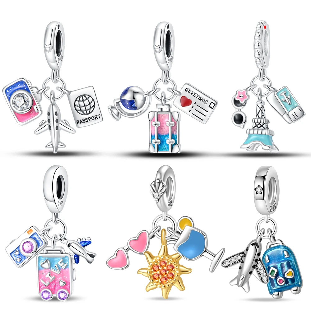 Женский комплект серебряного ожерелья с подвеской в виде самолета из 3 предметов