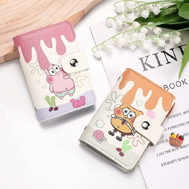 

Anime SpongeBob SquarePants Card Bag Wallet Patrick Star Cartoon Multiple Card Slots Driver's License Card Holder Stealing Brush