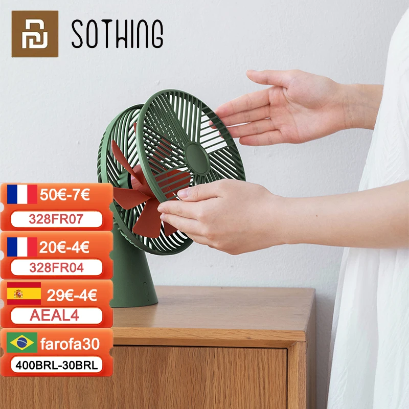 

Sothing Desktop USB Rechargeable Fan 4000mAH Battery Portable Fan Mini Cooling Cooler Silent Handheld Fan Cooler For Home