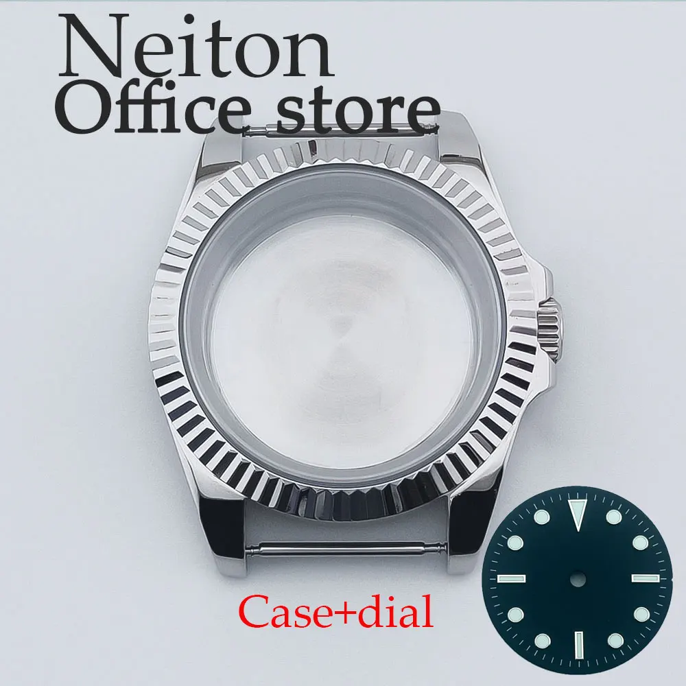 NEITON 39 мм серебряный корпус часов с сапфировым стеклом подходит для механизма NH35