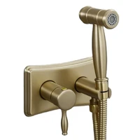 brushed gold toilet bidet faucet brass hot cold bathroom shower blow fed spray nozzle dual function mixer tap nickelblack new