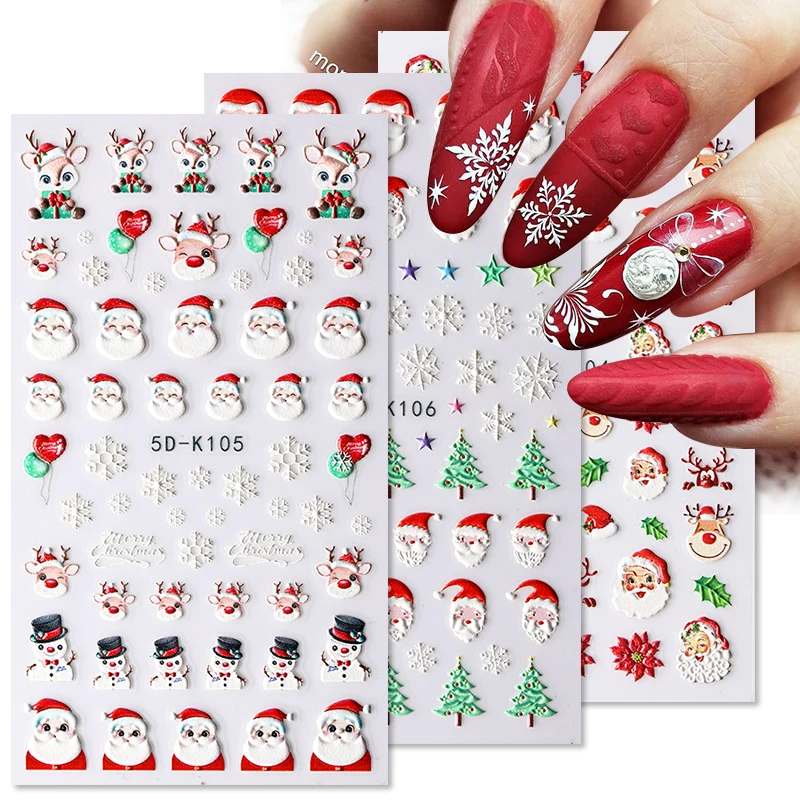 1 шт. самоклеящиеся наклейки для ногтей с Санта-Клаусом - купить по выгодной цене |