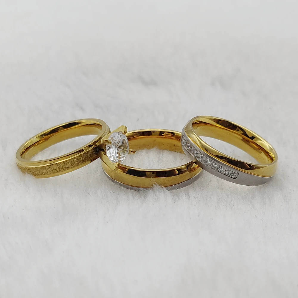 Fashion Promise Set For Women Wedding Proposals Rings Couple 18K Golden Titanium Jewelry Woman Trendy Ring