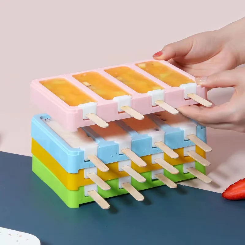 

New Summer Silicone Ice Cream Mold DIY Homemade Popsicle Moulds with Lid Reusable Freezer Fruit Juice Ice Pop Maker Mould