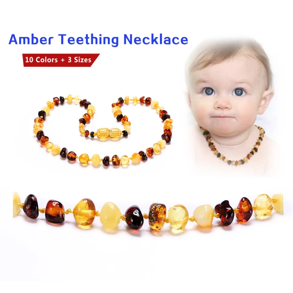 Amber Teething Necklace for Baby - No invoice, no price, no logo - 7 Sizes - 10 Colors - Ship from CN