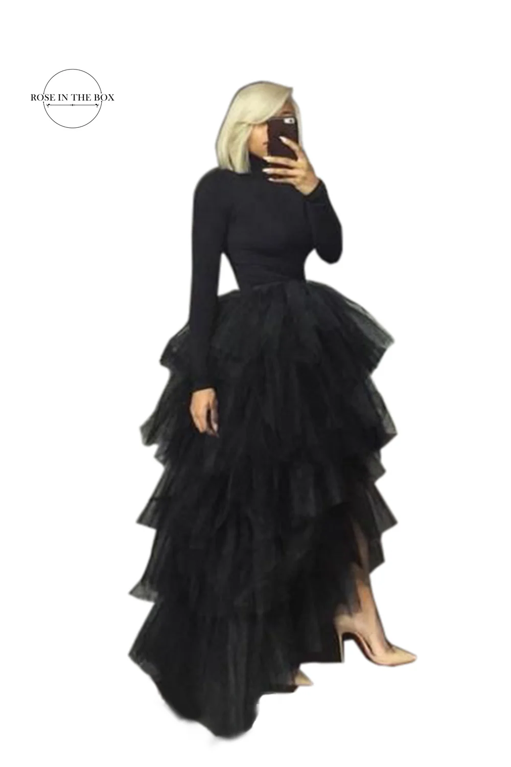 

Two Colors Tutu Skirts High-Low Tulle Skirt Tiered Underskirt 2022 Women Black Petticoat Wedding Bridal Accessories CPA3277