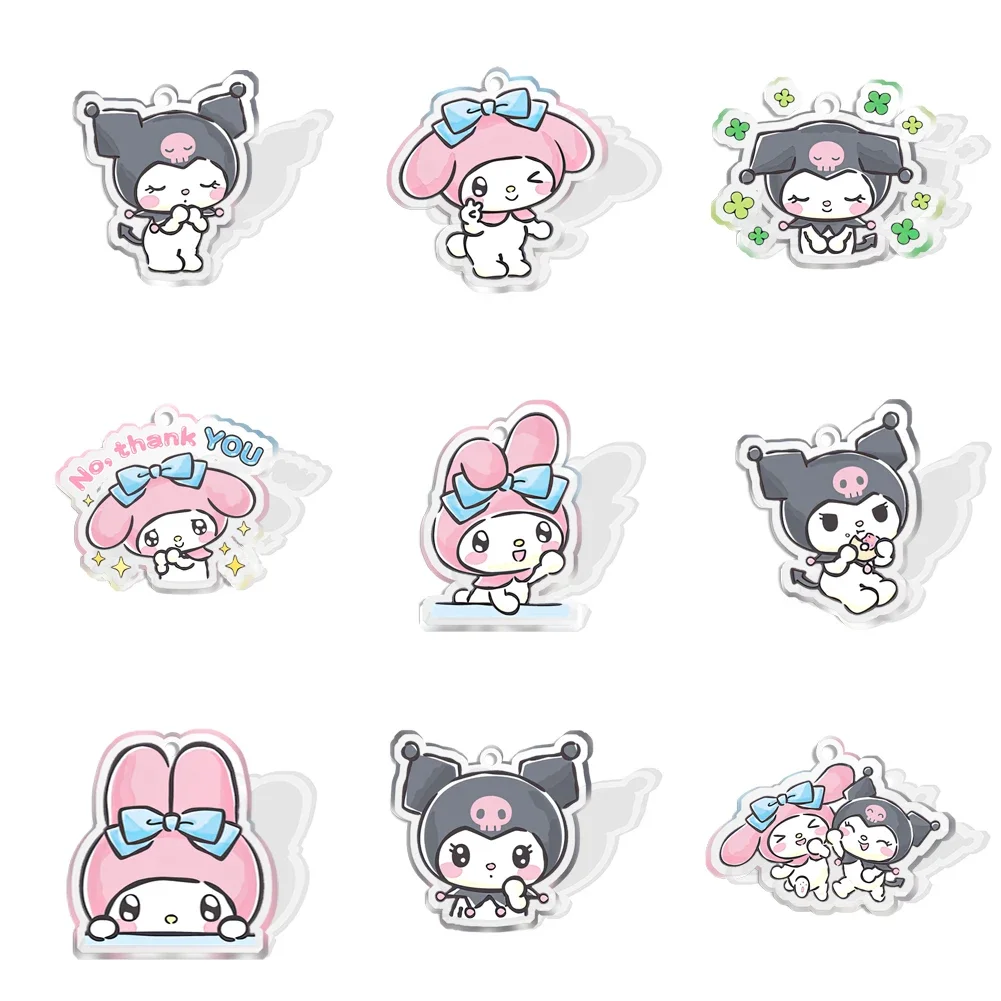 Sanrio Melody and Kouromi с отверстием плоский женский прозрачный акриловый блестящий для