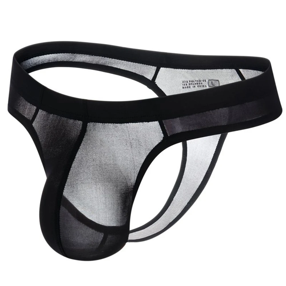 

Men Jockstraps Cuecas Sexy Translucent Briefs U Convex For Man G String Ice Silk Underpants Panties Thin Breathable Underwear