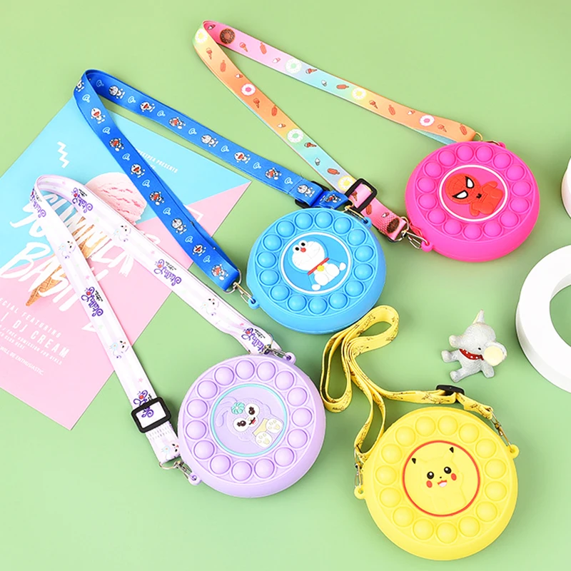 

New Fashion Pokemon Anime Round Shoulder Bag Kawaii Anti-Stress Relieve Children Sensory Toys Squishy Fidget Squeeze Toy for Kid