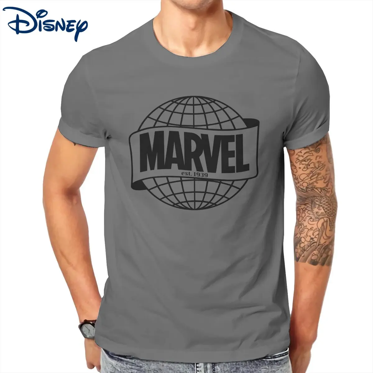 

Marvel Est. 1939 Мужская футболка с логотипом «Атлас», забавная футболка с коротким рукавом и круглым вырезом, футболки из чистого хлопка, одежда для дня рождения