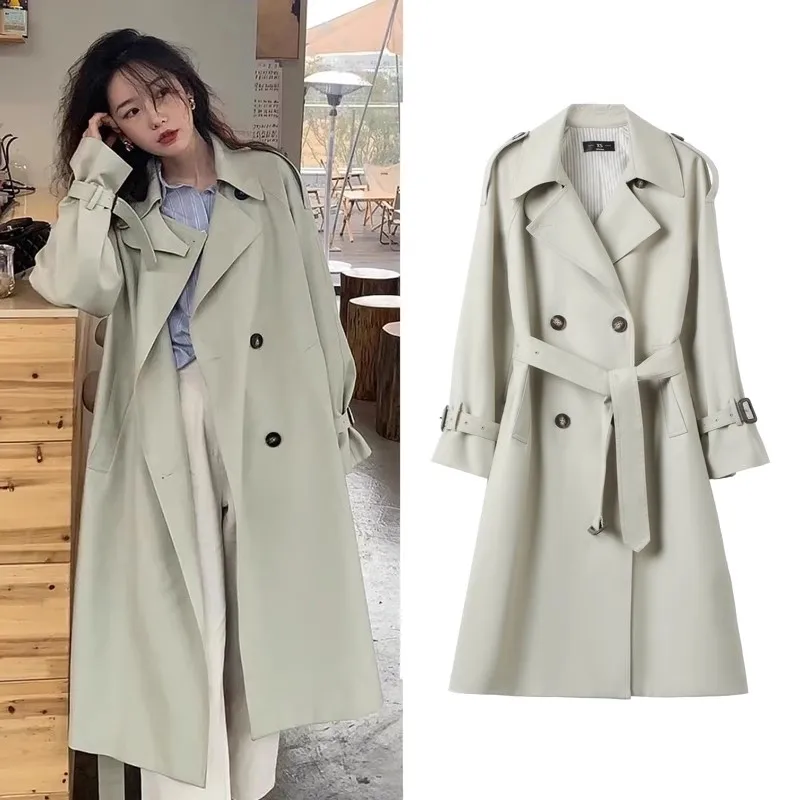 

2023 Spring Autumn New Stylish Long Windbreaker Women's Clothes Double breasted Belt Long Trench Coats Female Overcoats AC724