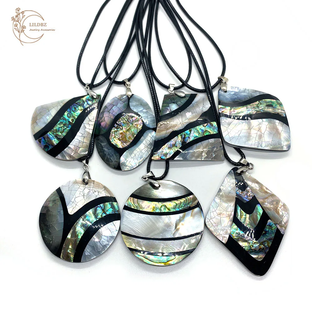 

Fashion Vintage 45cm Leather Cord Necklace Pendant Abalone Shell Pendant Necklace Women Jewelry Abalone Shell Accessories 1pcs