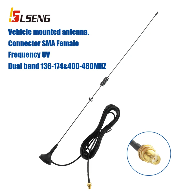 

Dual Band 144/430MHZ VHF UHF Magnetic Vehicle-mounted Antenna UT-106 SMA-Female for Baofeng UV-5R KENWOOD Wouxun Walkie Talkie