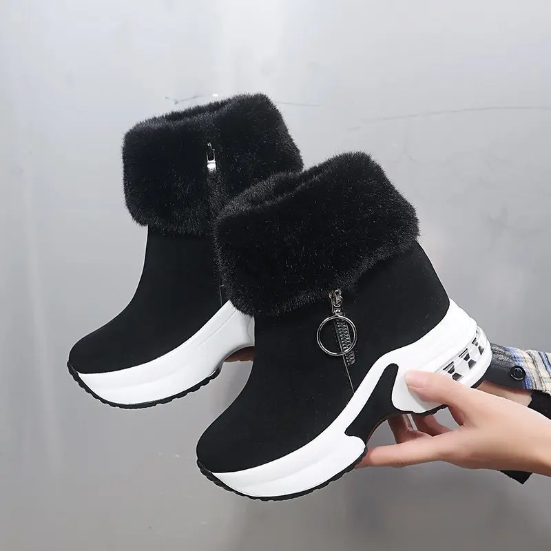 

Women Ankle Boot Warm Plush Winter Shoes Woman s High Heels Ladies Snow s Height Increasing