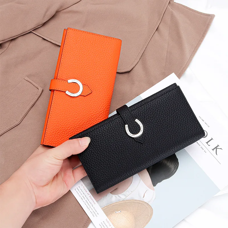 

Женский Длинный кошелек из натуральной коровьей кожи, модный Дамский клатч, кошелек для телефона, держатель для карт, кошельки