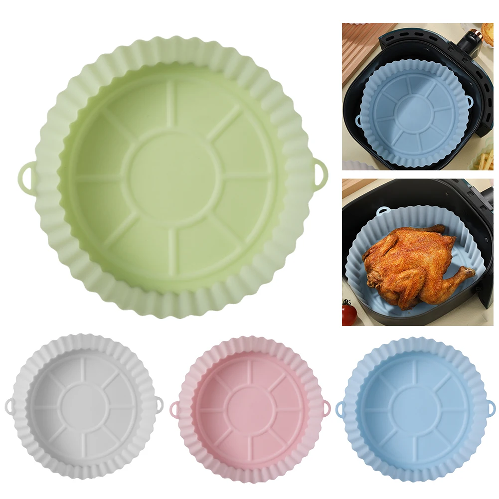 

Air Fryer Silicone Pot kitchen Air Fryers Oven Baking Tray Fried Pizza Chicken Basket Mat Round Replacemen Grill Pan Accessories