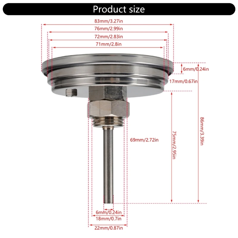 Резьба 1/2NPT с круглыми циферблатами термометры для духовки 0-300 ℃/50-550 ℉ измеритель