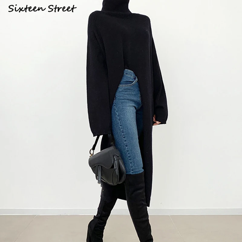 

Black Woolen Dress Women Autumn 2023 Turtleneck Vintage Elegant Sweater Dress Ladies Business Office Oversized Knitted Vestido