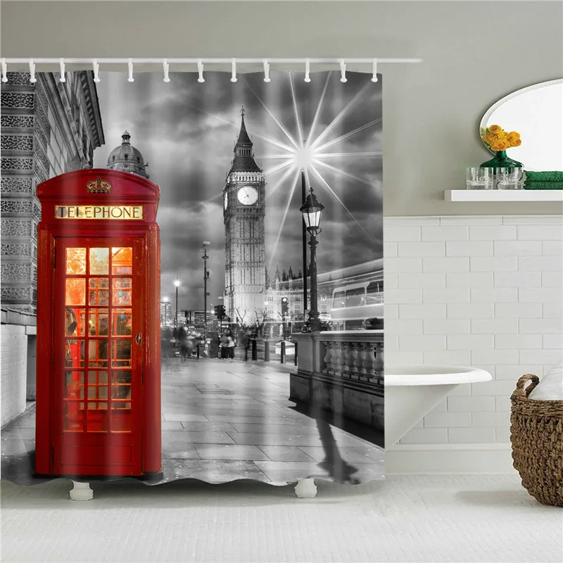 

Style Wooden House Door Mandala Geometric Shower Curtain Bathroom Curtain Waterproof Polyester with 12 Hook Bath Curtain