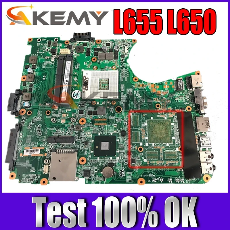 

Материнская плата AKEMY для ноутбука TOSHIBA Satellite L655 L650 A000075380 31BL6MB0000 DA0BL6MB6G1, материнская плата HM55 DDR3, бесплатный ЦП