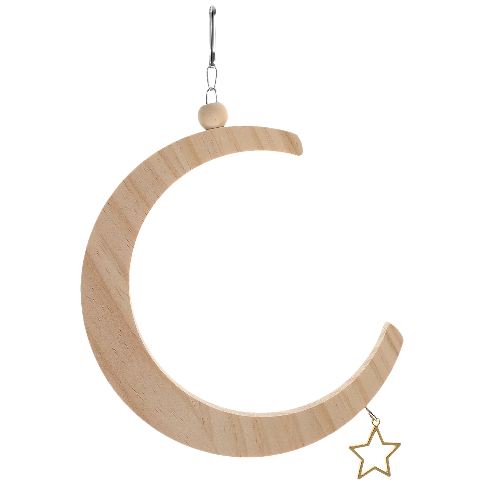 

Bird Perch Stand Parrot Wood Swing Toy Moon Shape Swing Hanging Toy Bird Accessory