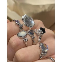 gem ring high end sense does not fade suit index finger ring student female tide niche design personality opening adjustable