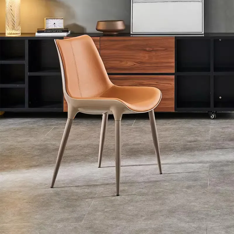 

Nordic Luxury Dining Chair Restaurant Leather Backrest Italian Minimalist Chair Design Modern Simple Chaise Home Furniture WKDC