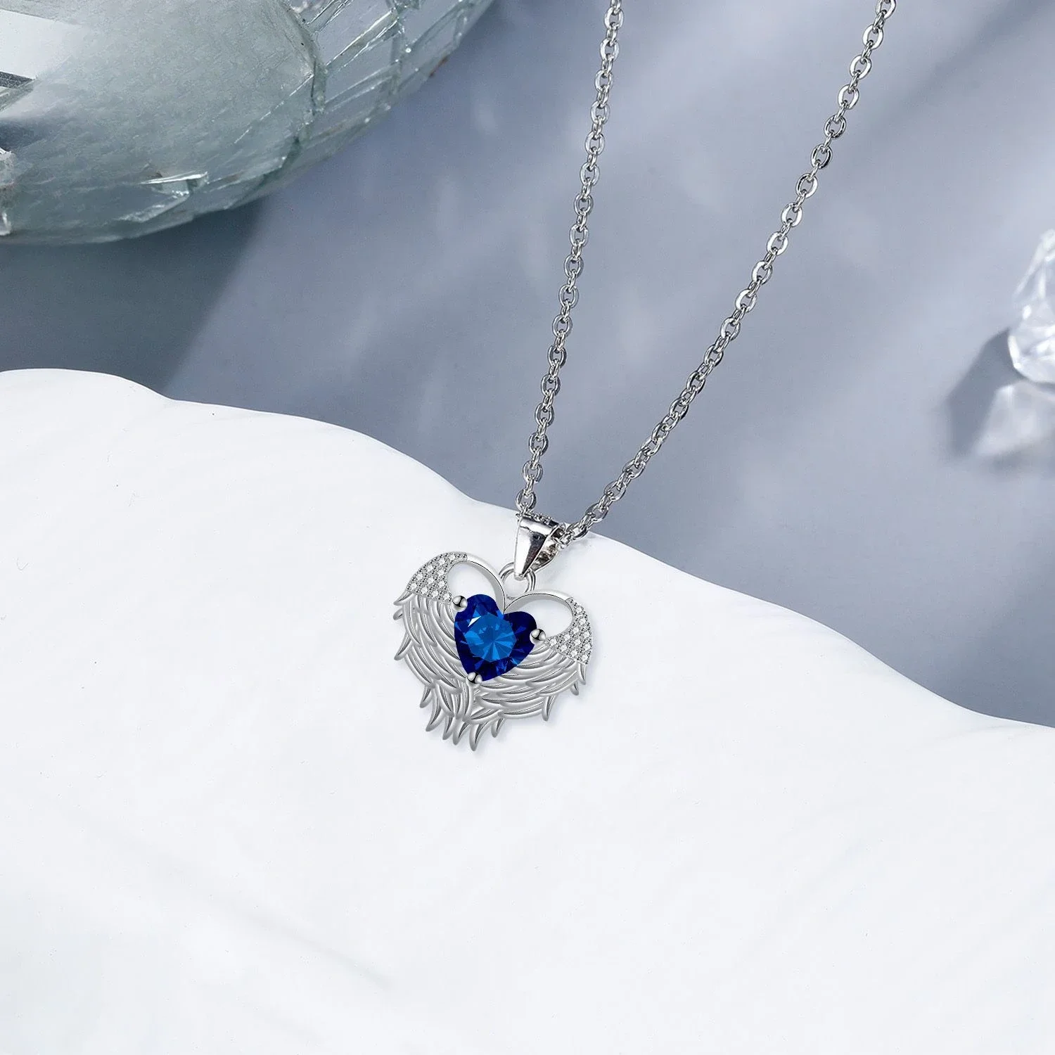 Королевское синее ожерелье с подвеской в виде сердца для женщин ожерелья