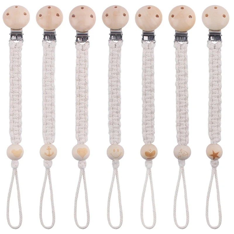 

Anti-Lost Pacifier Clip Hand Crochet Cotton Cloth Dummy Chain Baby Teething Gift